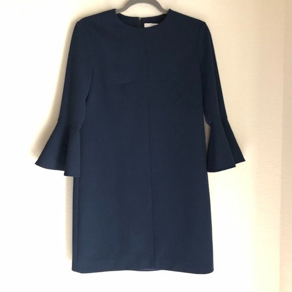 Tibi Bell Sleeve Navy Mini Dress Size 4 EUC - Picture 2 of 4